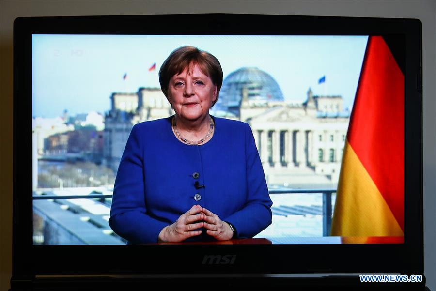 GERMANY-BERLIN-MERKEL-COVID-19-VIDEO SPEECH
