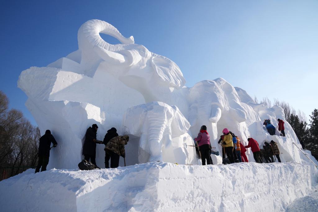 哈尔滨太阳岛雪博会建设忙